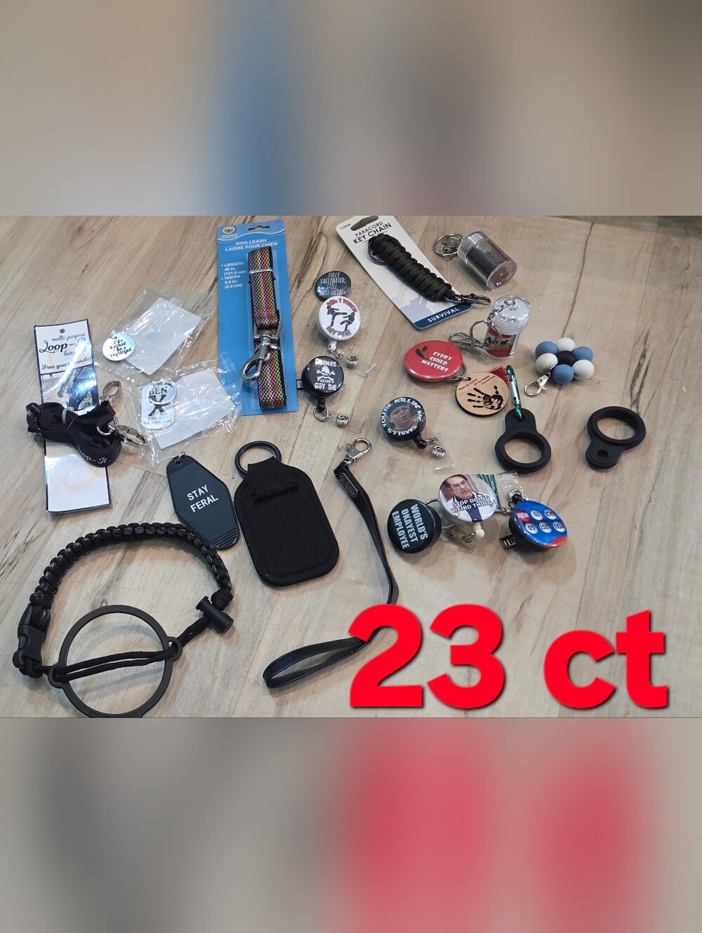 Odd lot of various random keychains, and badge reels.